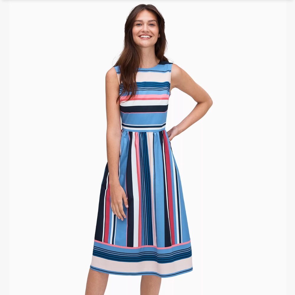 Kate spade multi stripe midi dress size 8